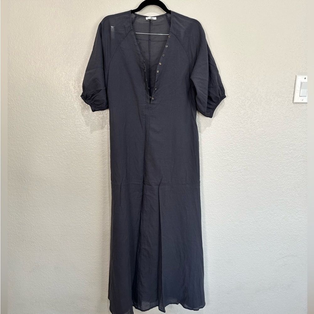 Johnny Was Calme Buttoned Raglan Dress In Graphite - Picture 2 of 3